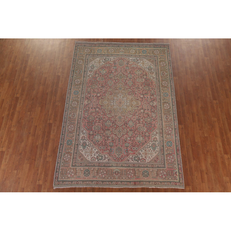 Tapis rose géométrique traditionnel 6 x 9