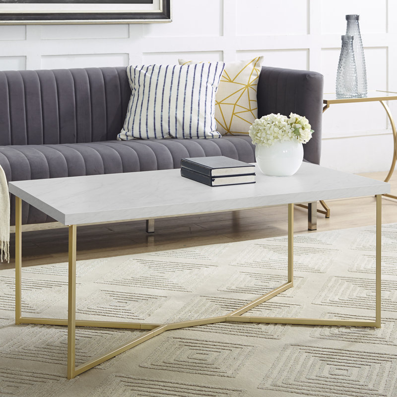 Allie Frame Coffee Table, Gold, White