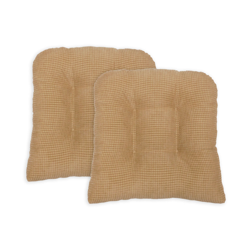 Coussins de chaise de salle à manger et de cuisine en mousse à mémoire de forme The Tyler, 15 x 15 x 3, Brun clair bambou