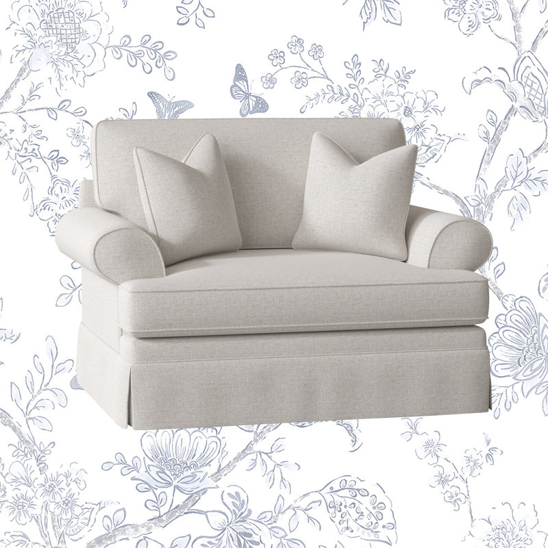Brookner Upholstered Armchair, Drusky Ivory Sustain® Basketweave
