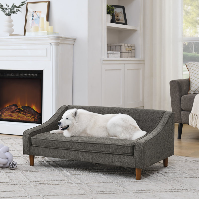 Lit rectangulaire pour chien, canapé-lit pour chien, H 16 po x l 38 po x P 22 po, Gris foncé