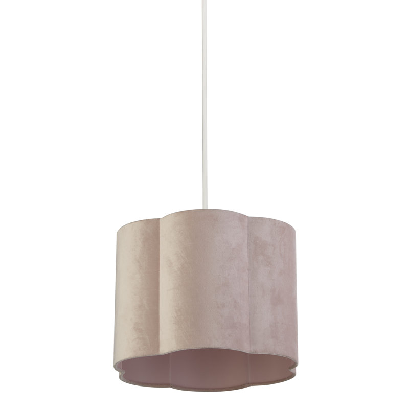 25cm H Faux Velvet Drum Pendant Shade ( Uno ) in Pink