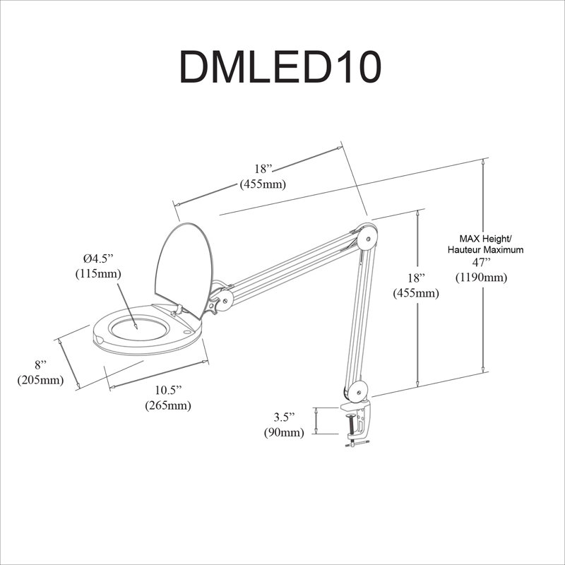 Lampe à pince 47 po Jemimah, Noir