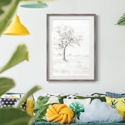 Vintage Sketch X -Framed Print