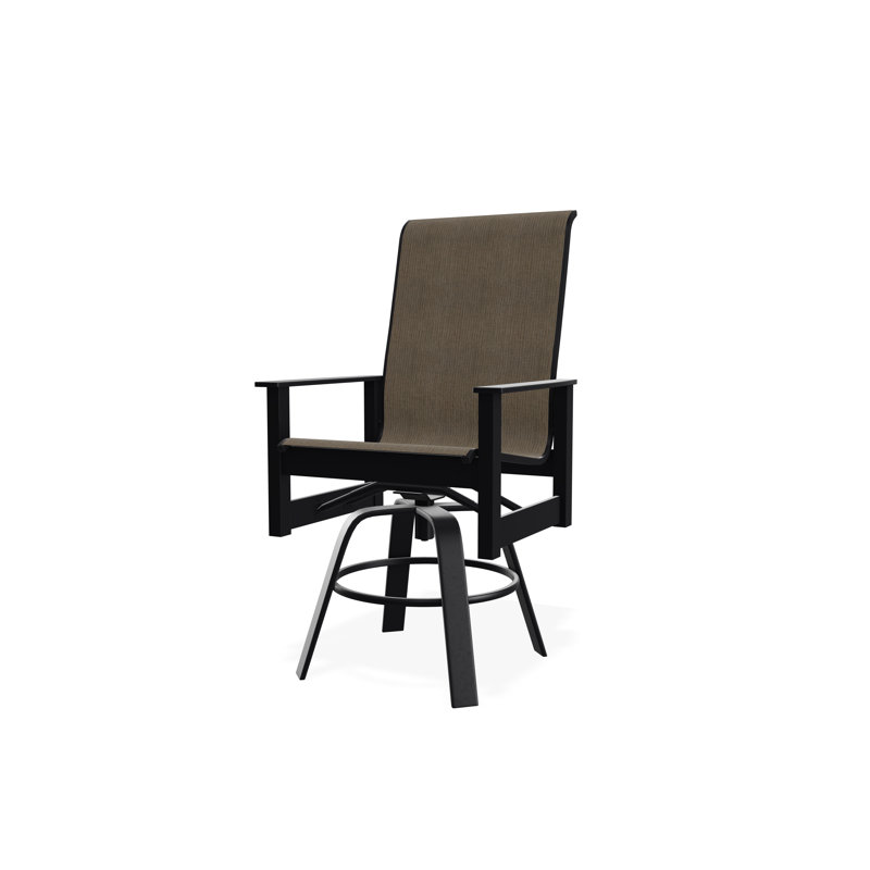 Fauteuil pivotant en polyester de qualité marine Leeward Sling, Noir, Moka Sunbrella®