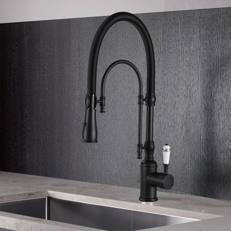 21.26"H Solid Brass Single Handle High Arc Swiveling Dual-Mode Pull-Down Sprayer Kitchen Faucet