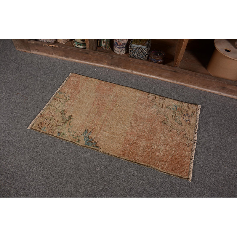 1.4x2.5 ft Small Rug, Antique Rugs, Vintage Rugs, Turkish Rugs, Orange Antique Rug, Oushak Rugs