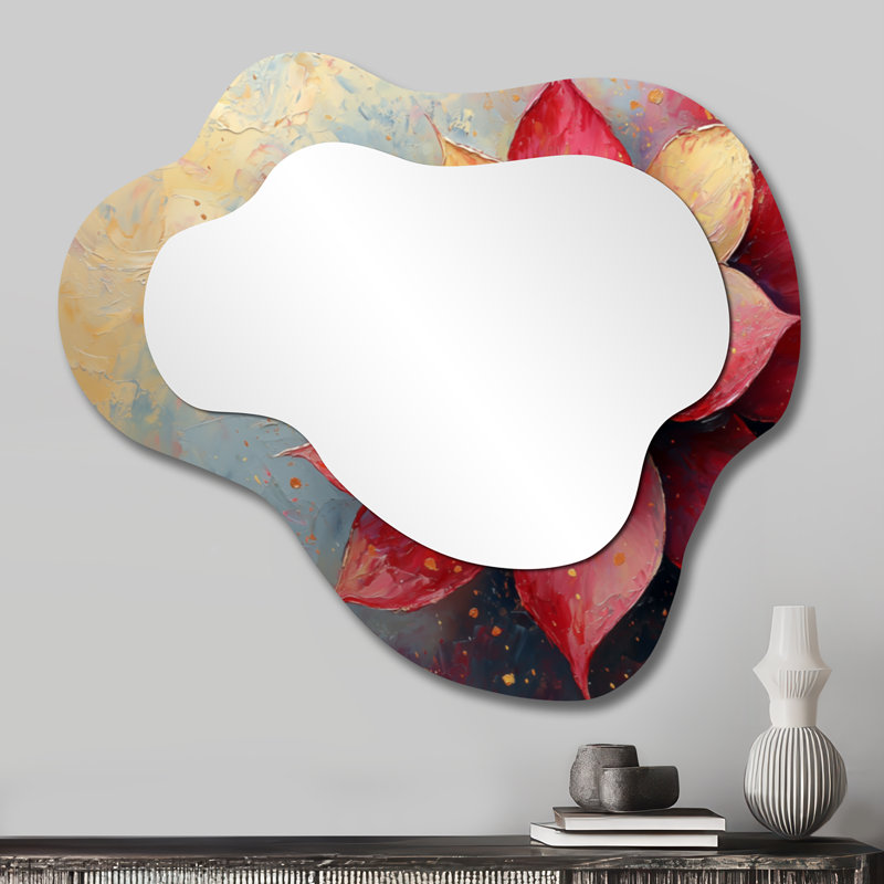Abstrait Echeveria succulent - miroir asymétrique irrégulier, miroir mural traditionnel, imprimé sur métal, 25 po x 28 po