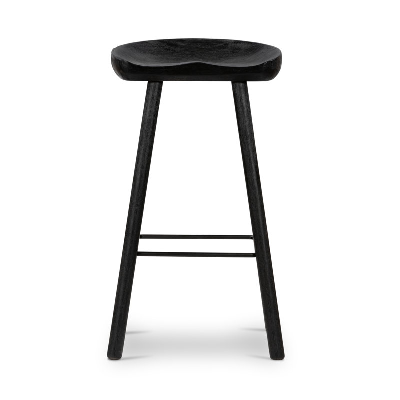 Barrett Solid Wood Bar & Counter Stool, Counter Stool (26.75” Seat Height), Matte Black