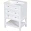 Meuble-lavabo blanc 24 po avec lavabo en bois massif et armoire en céramique