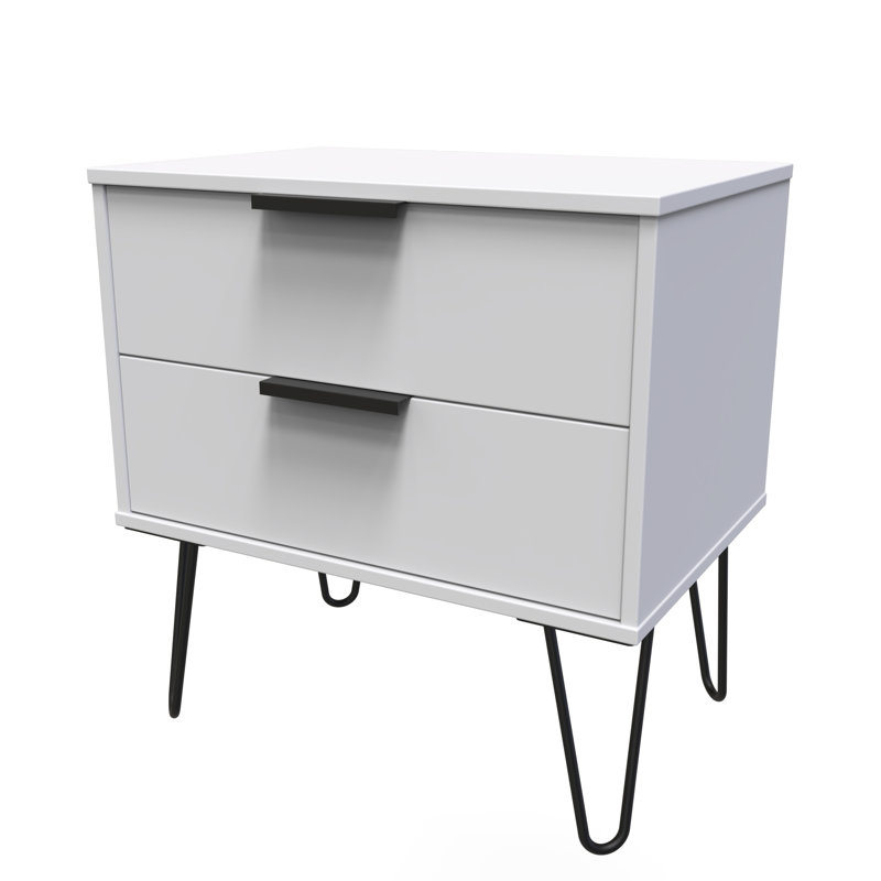 Turah 2 Drawer Midi Chest (Ready Assembled), Grey Matt