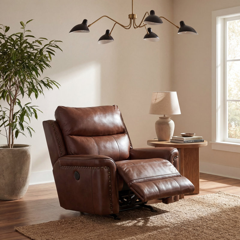 Fauteuil inclinable Ã©lectrique Hildi en cuir italien