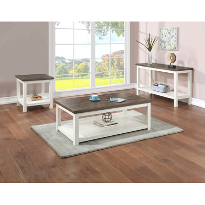 3Pc Coffee Table Sofa Table End Table With Open Shelf