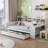 Wooden Twin Size Daybed With Storage Shelves, Multi-Functional Bed With Two Storage Drawers And Study Desk-1604917367