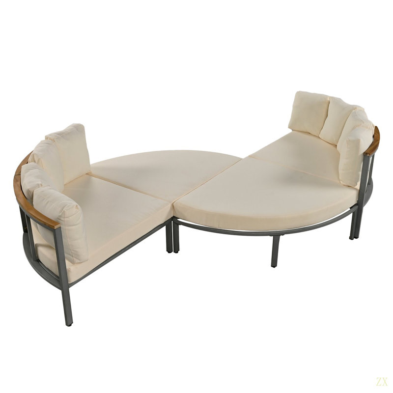 Canapé modulaire d'extérieur en métal avec coussins 4 pièces