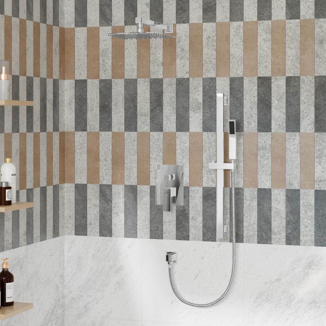 Slidea Complete Rainfall Shower System with Rough in-Valve and Slide Bar CASAINC 