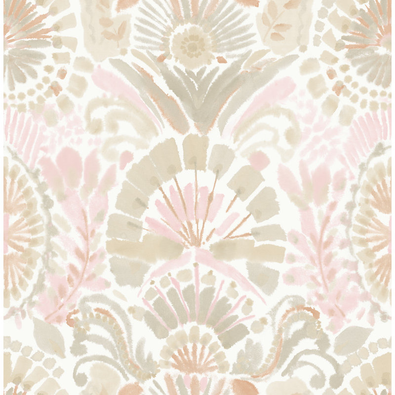 Gernhard 16.5' L x 20.5" W Peel and Stick Wallpaper Roll, 108" L x 20.5" W, Pink