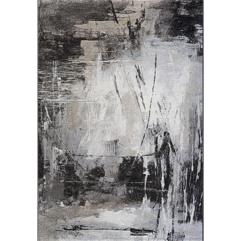 Cato Abstract Black Area Rug, Rectangle 133 x 195cm