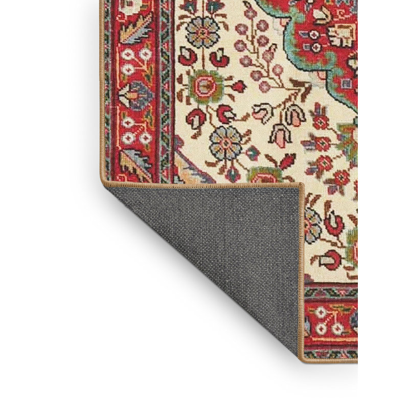 Tapis traditionnel mehroon/noir/crème, Rectangle 5 pi x 7 pi