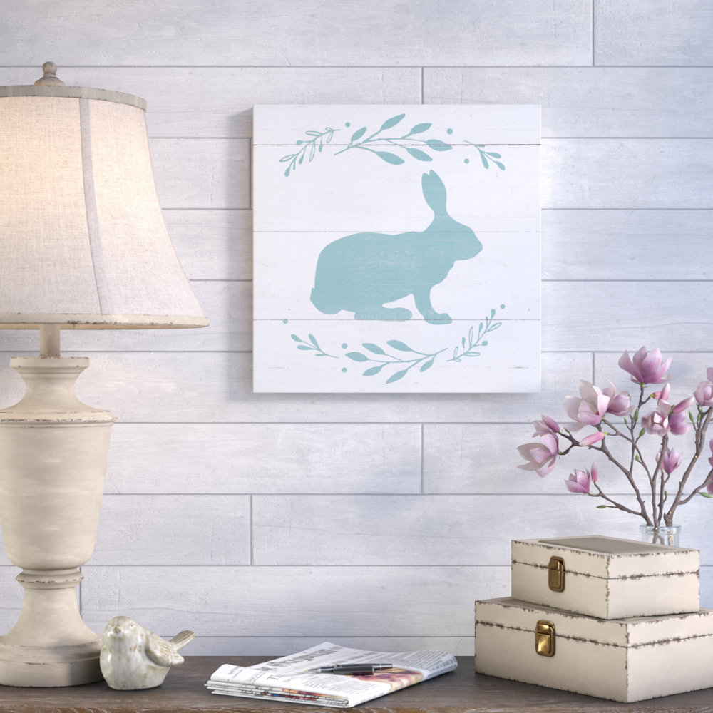 " Teal Bunny Silhouette " August Grove®