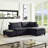 Latitude Run® Dark Grey Fabric Sectional Loveseat Ottoman with USB Storage Console Table-111924860