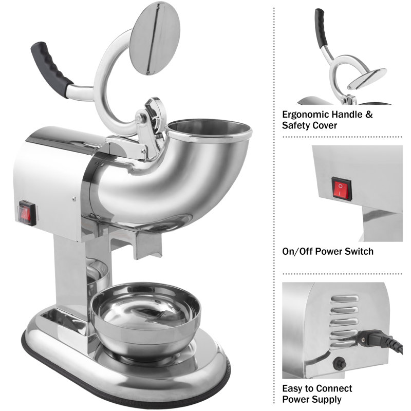 Machine à neige enneigée - Rasoir à glace avec moteur puissant de 250 W - Machine à glace pilée de comptoir facile à utiliser par Great Northern Popcorn (acier inoxydable)