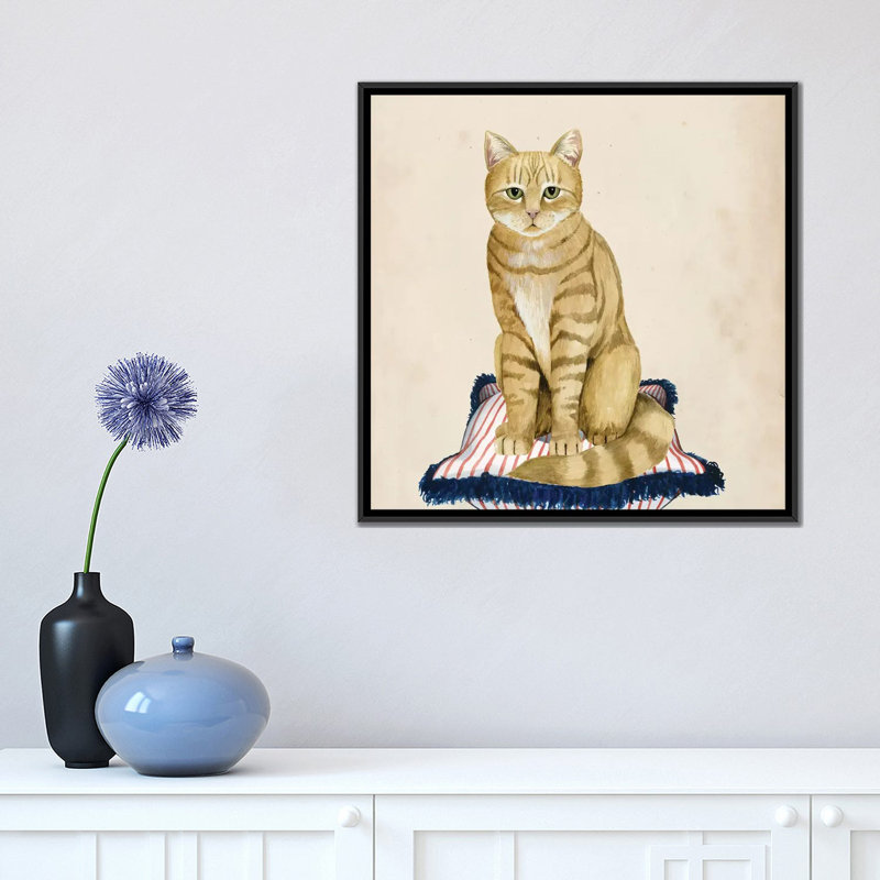 «Lady Cat IV» par Grace Popp - impression sur toile, H 18 po x l 18 po x P 1,5 po, Toile avec cadre noir, Pas de tapis