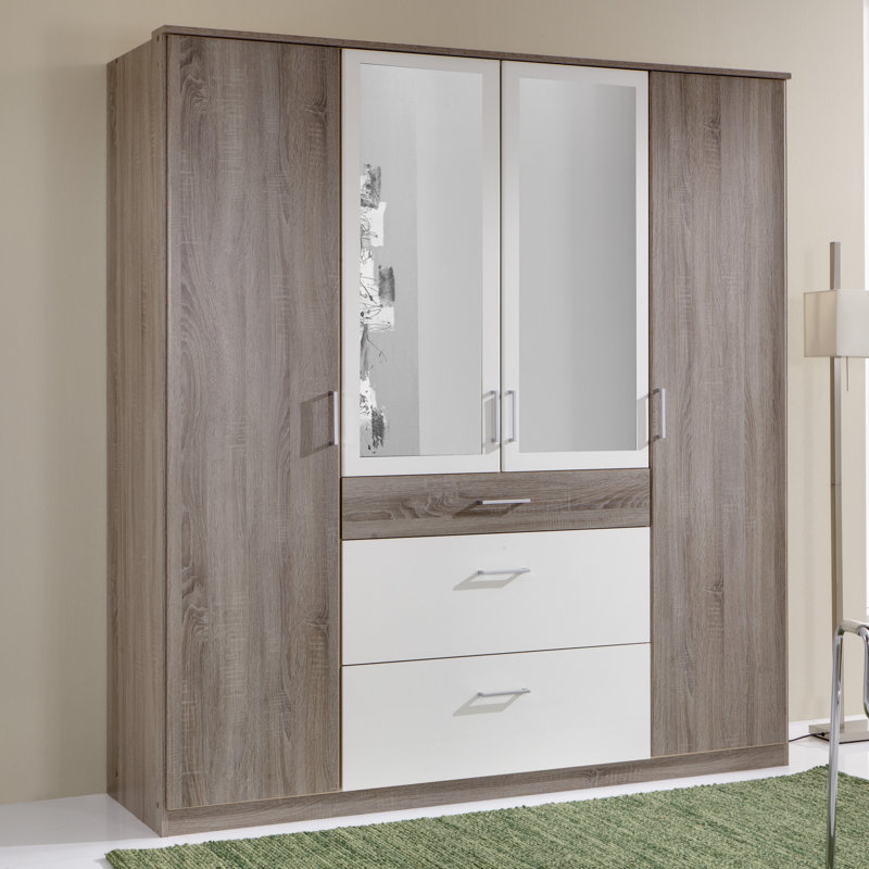 Uthyr 4 Door Manufactured Wood Wardrobe, Montana oak, Alpine white