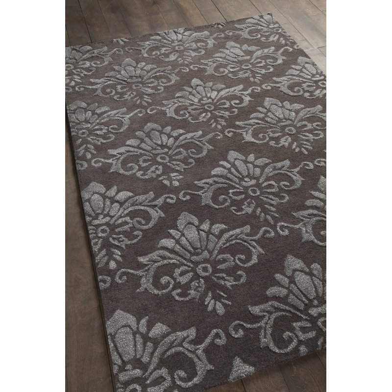 Tapis touffeté à la main Clotell, Rectangle 7 pi 9 po x 10 pi 6 po, Brun / Gris