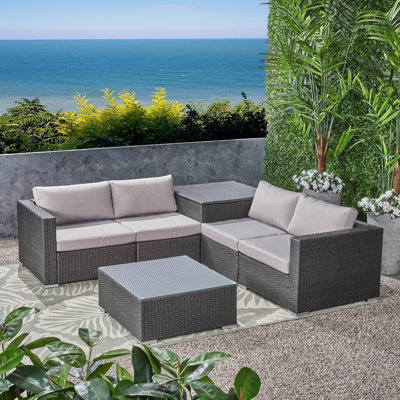 Ensemble de conversation modulaire avec coussins 6 pièces Paloalto