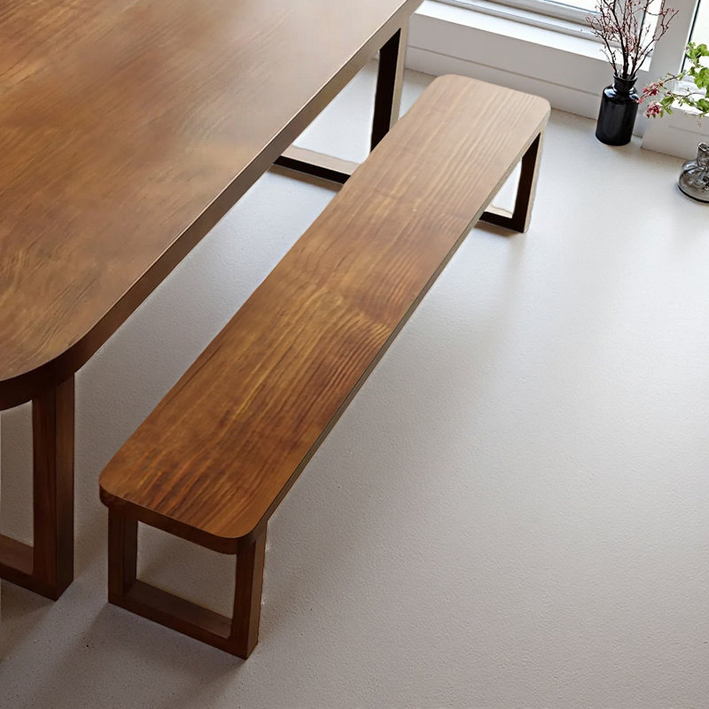 Modern Rustic Solid Wood Rectangular Dining Table Set, 6 Pieces: Table, Bench, 4 Chairs, 29.53" H x 86.61" W x 35.43" D