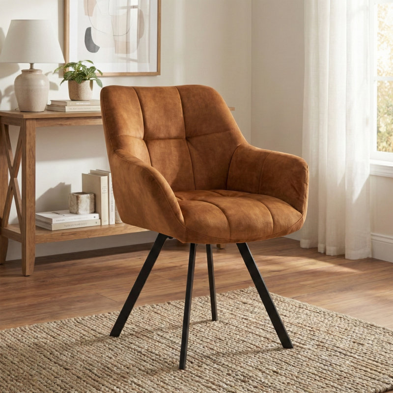Basanti 48cm H Fabric Upholstered Armchair, Rust