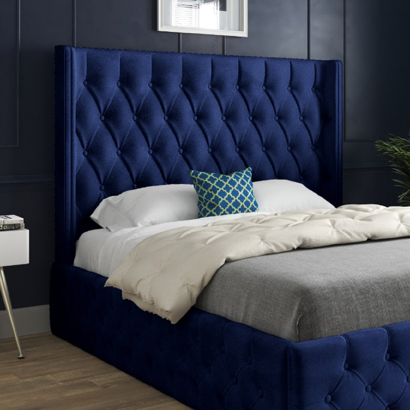 Aldric Upholstered Bed, Small Single (2'6), Blue