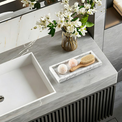 Genuine Natural Marble Tray For Home Decor, Bathroom Vanity, And Desktop Organization - Versatile Stone Tray For Jewelry, Cosmetics, Perfume, And Candles