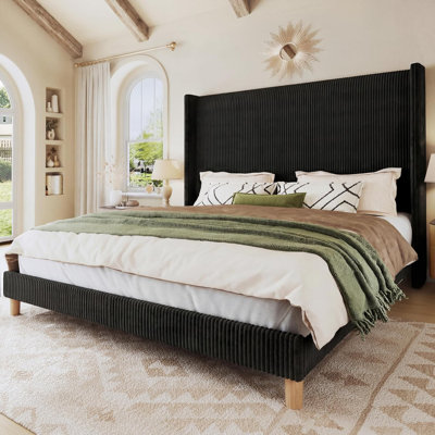 Upholstered Bed Frame With Tall Headboard