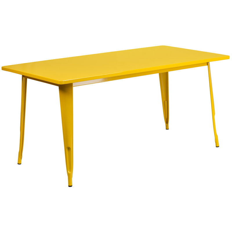 Table rectangulaire en métal pour l'intérieur et l'extérieur 31,5 po x 63 po Eure - table industrielle, Jaune