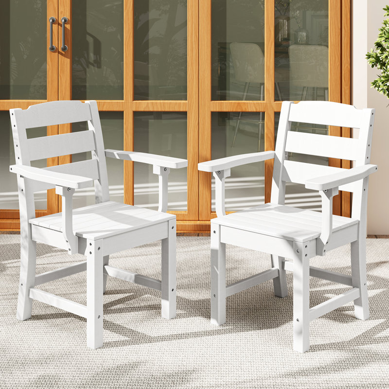 Ensemble de 2 chaises d'extérieur pour l'extérieur, toutes saisons pour terrasse, jardin, cour, bord de piscine, Blanc