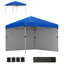 Outsunny 3 x 3 m Pop Up Gazebo with 2 Sidewalls, Wheeled Bag, Blue