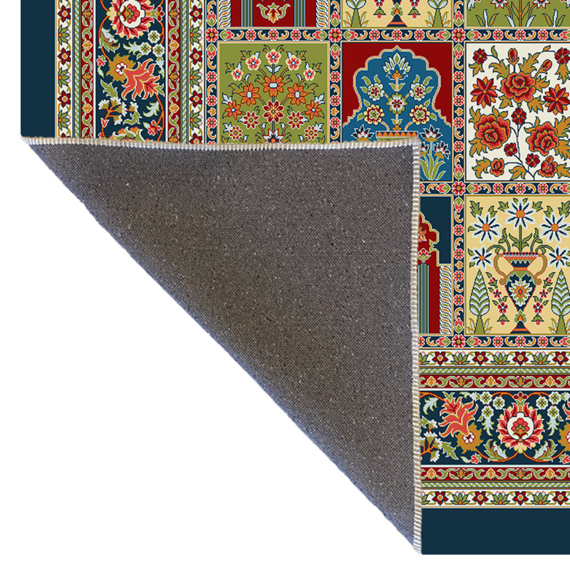Tapis décoratif multicolore à motif floral traditionnel, Rectangle 4 pi 7,12 po x 6 pi 6,74 po