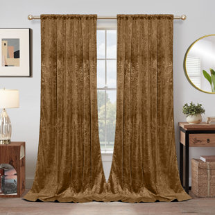 Rideaux occultant luxueux en velours à motif floral damassé et isolant thermique (Ensemble de 2)