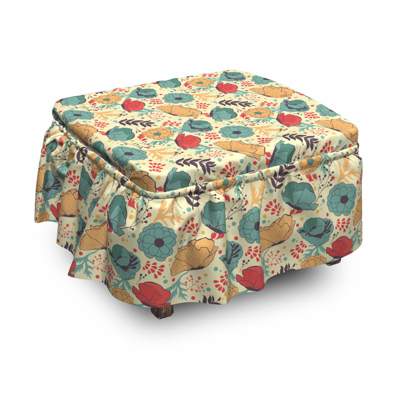 Housse pour repose-pieds fleurs summer saison