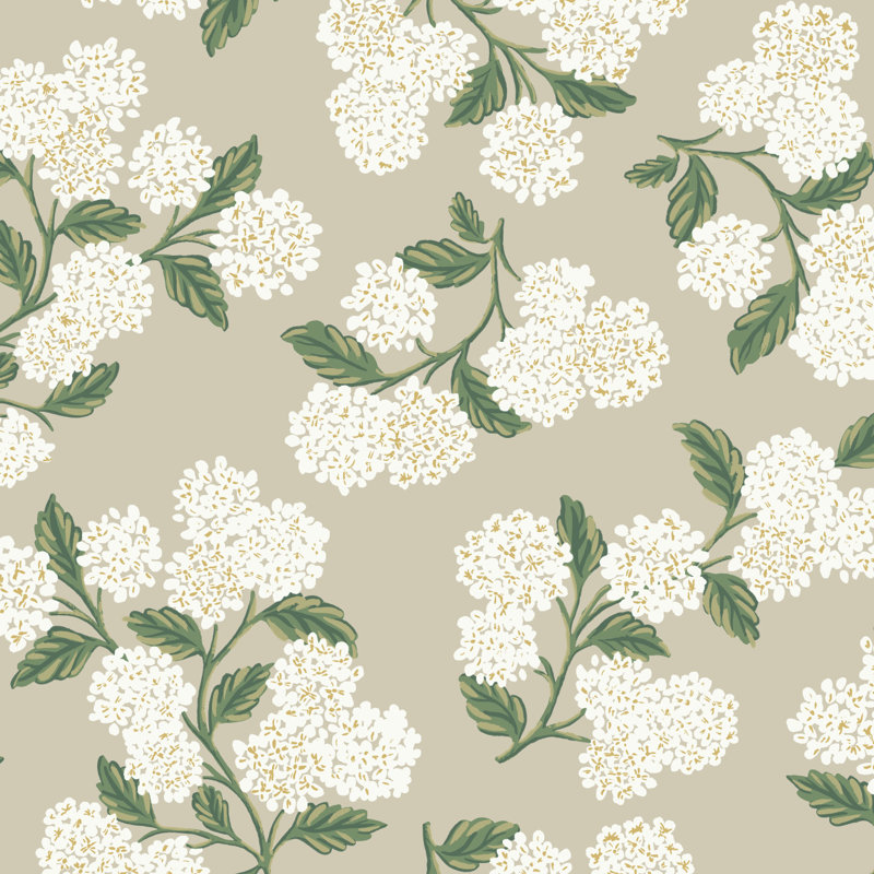 Papier peint 27 'x 27 "Hydrangea, Beige
