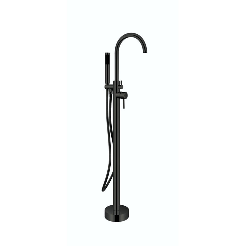 Garniture de robinet de baignoire à pattes à fixation au plancher à poignée simple Aqua, Noir mat