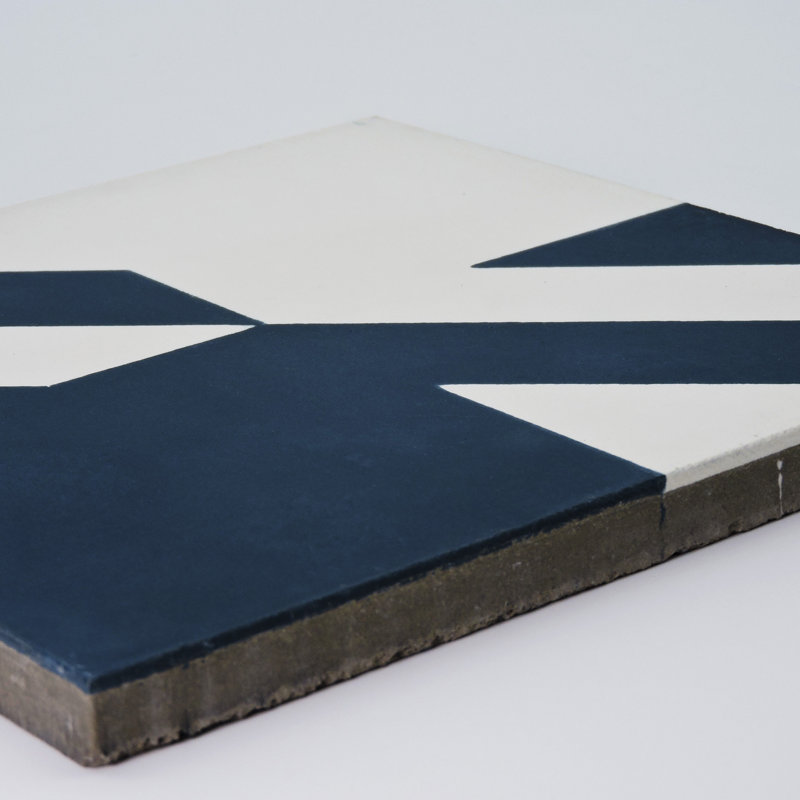 Tantan 8" x 8" Cement Patterned Wall & Floor Tile, Blue/White