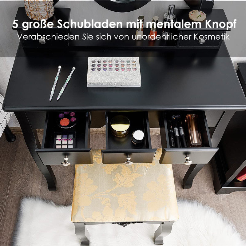 Canipe Dressing Table with Mirror, Black