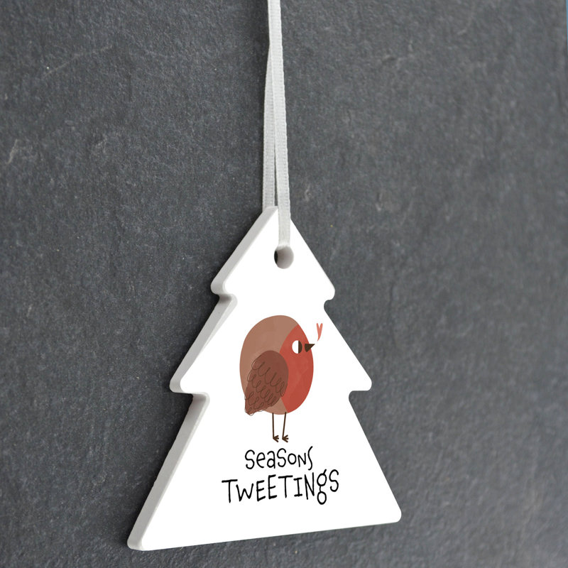 Sanson Seasons Tweetings Tree Shaped Ceramic Ornament