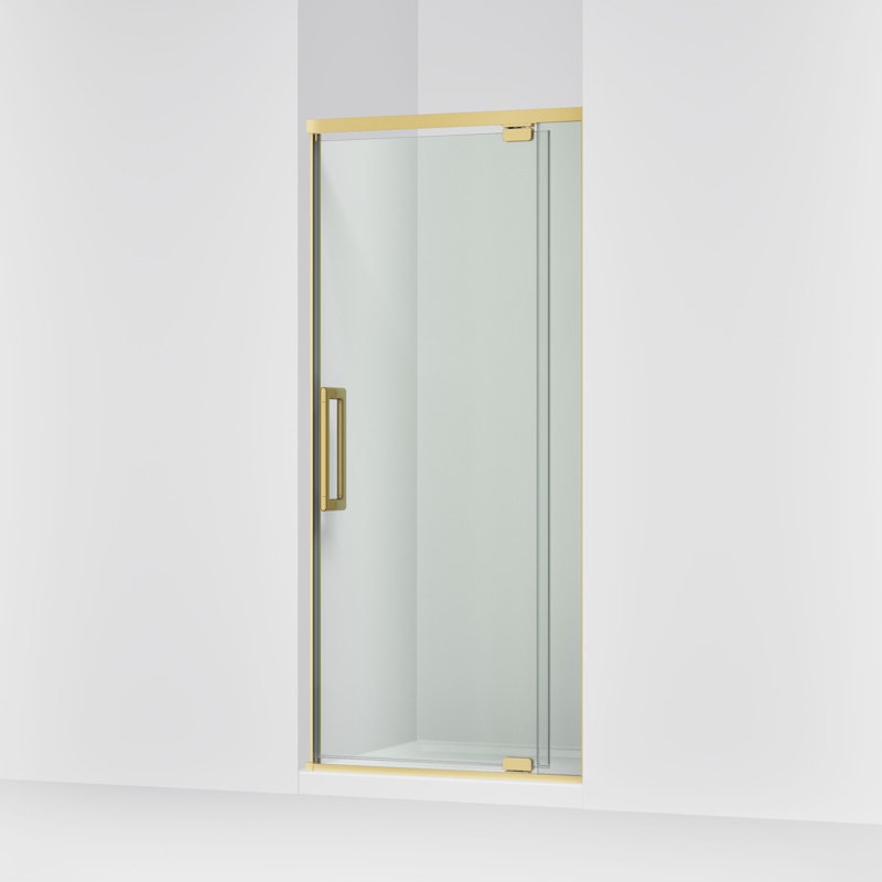 Porte de douche pivotante H 76 po avec verre épais 5/16 po, Laiton
