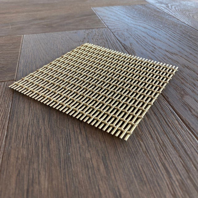Wire Mesh Brass Architectural Woven Satin Brass Creative Grille, 18" H x 40" W x 0.1" D