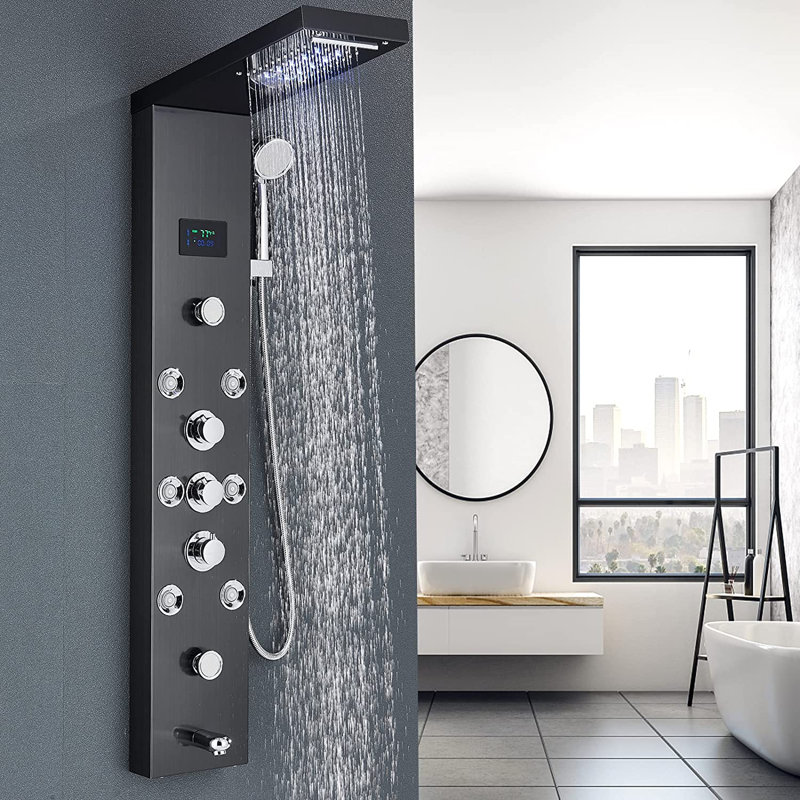 44.88'' Shower Panel with Fixed Shower Head, Black