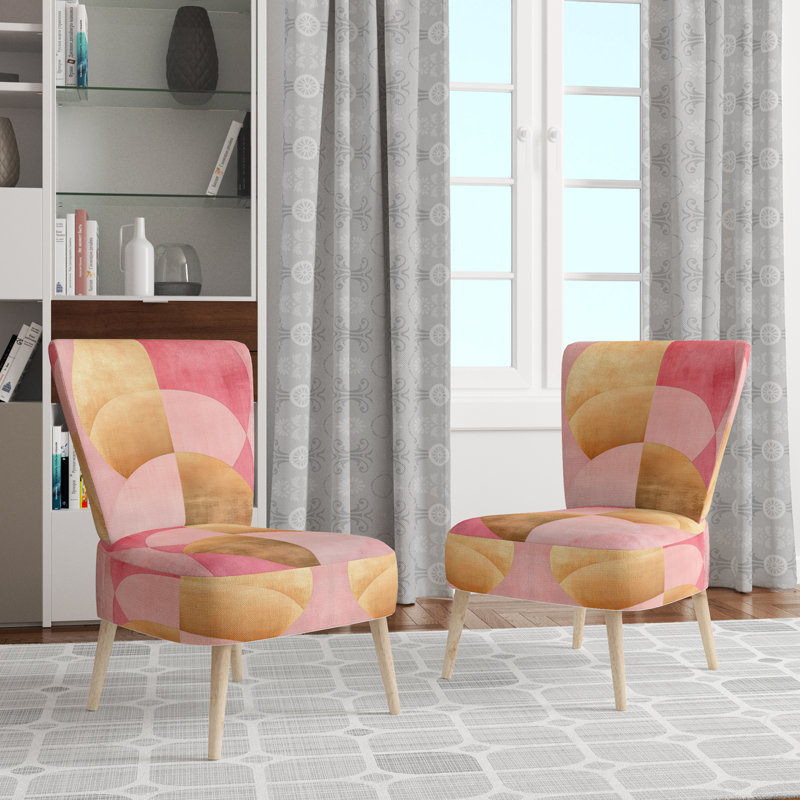 Chaise d'appoint abstraite moderne et transitionnelle - contemporain Flow I - chaise d'appoint Arcs VII rose et or